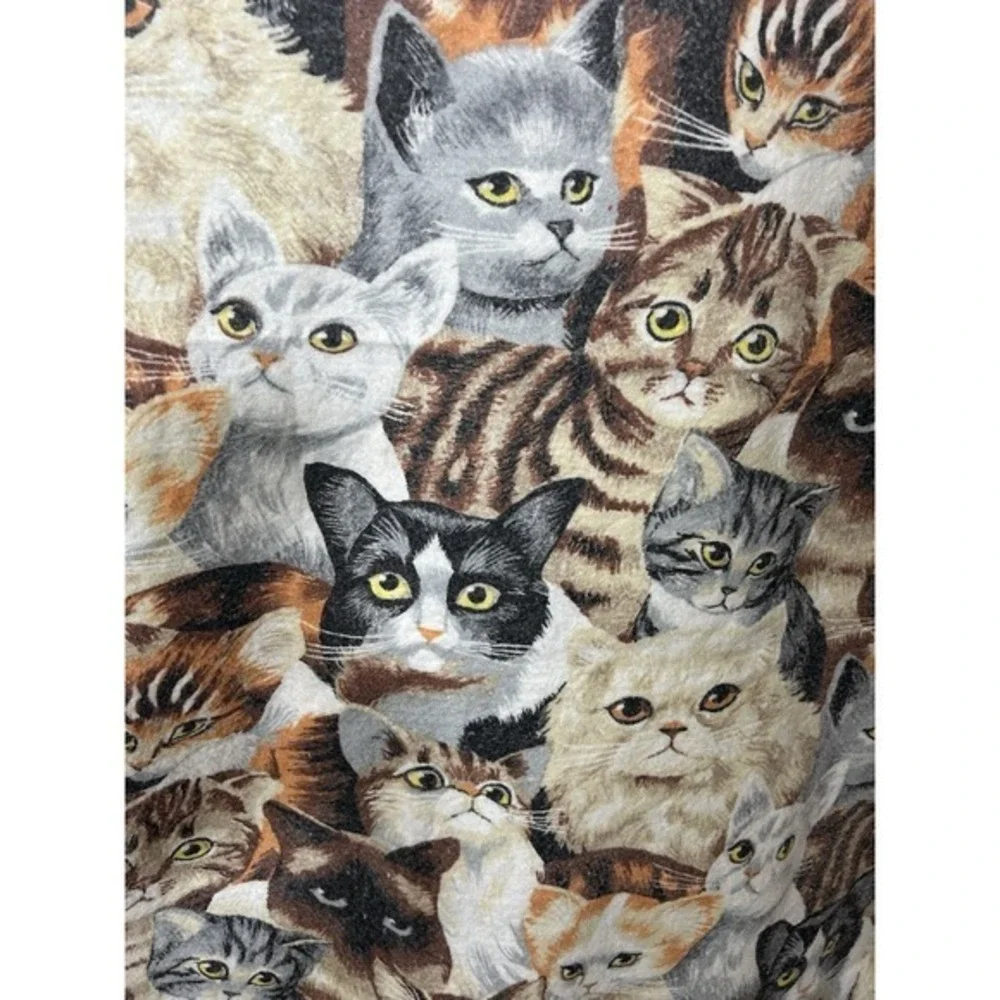 Vintage Woven 86x70 Crazy Cat Lady Tapestry Blanket Comforter‎ Cottage Catcore